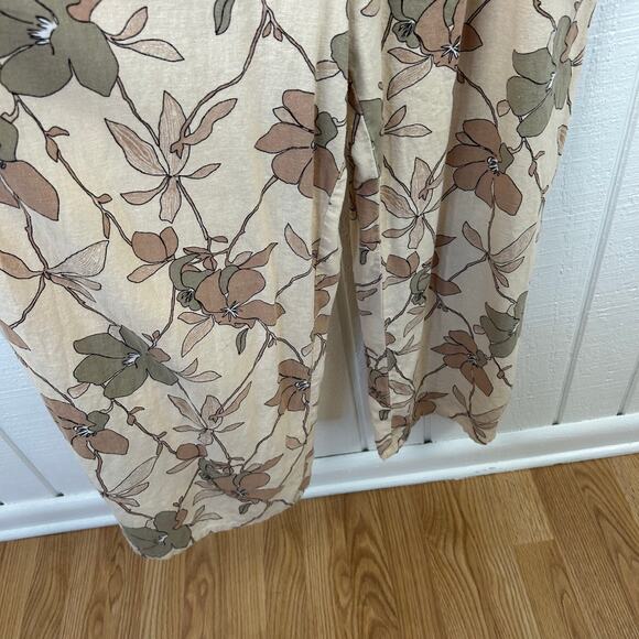 Loft Women Sleeveless Wide Leg Pants Jumpsuit Cream Linen Beach Preppy Size XL - Picture 4 of 11